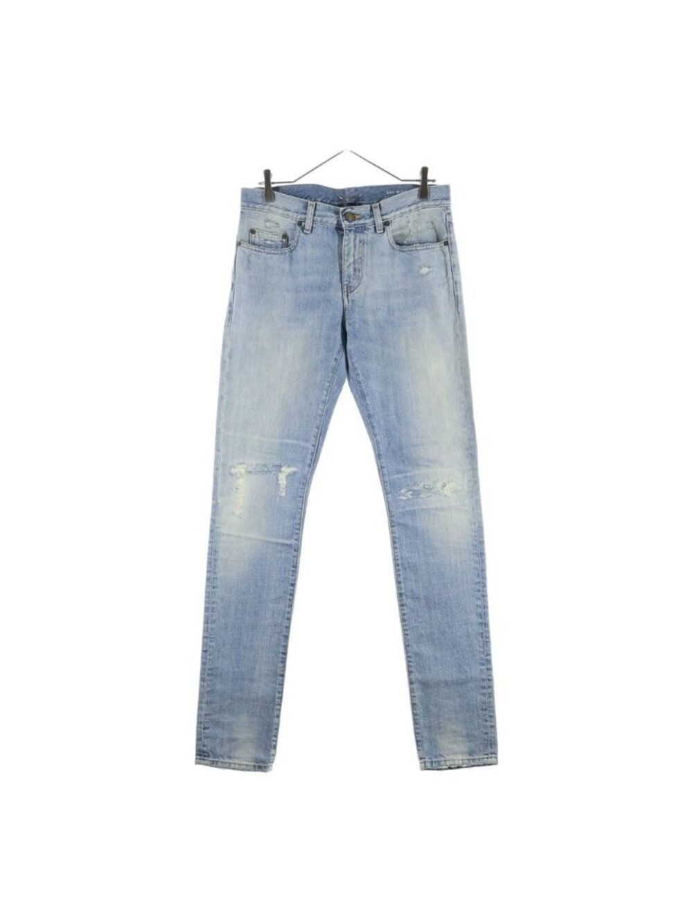 Saint Laurent Paris Distressed Skinny Denim Pants Jeans Indigo Blue 29